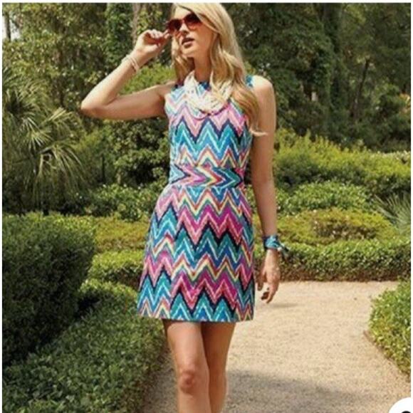 Lilly Pulitzer Kirkland Dress Size 6 Hearts A Flutter Chevron Keyhole Colorful - Picture 12 of 12